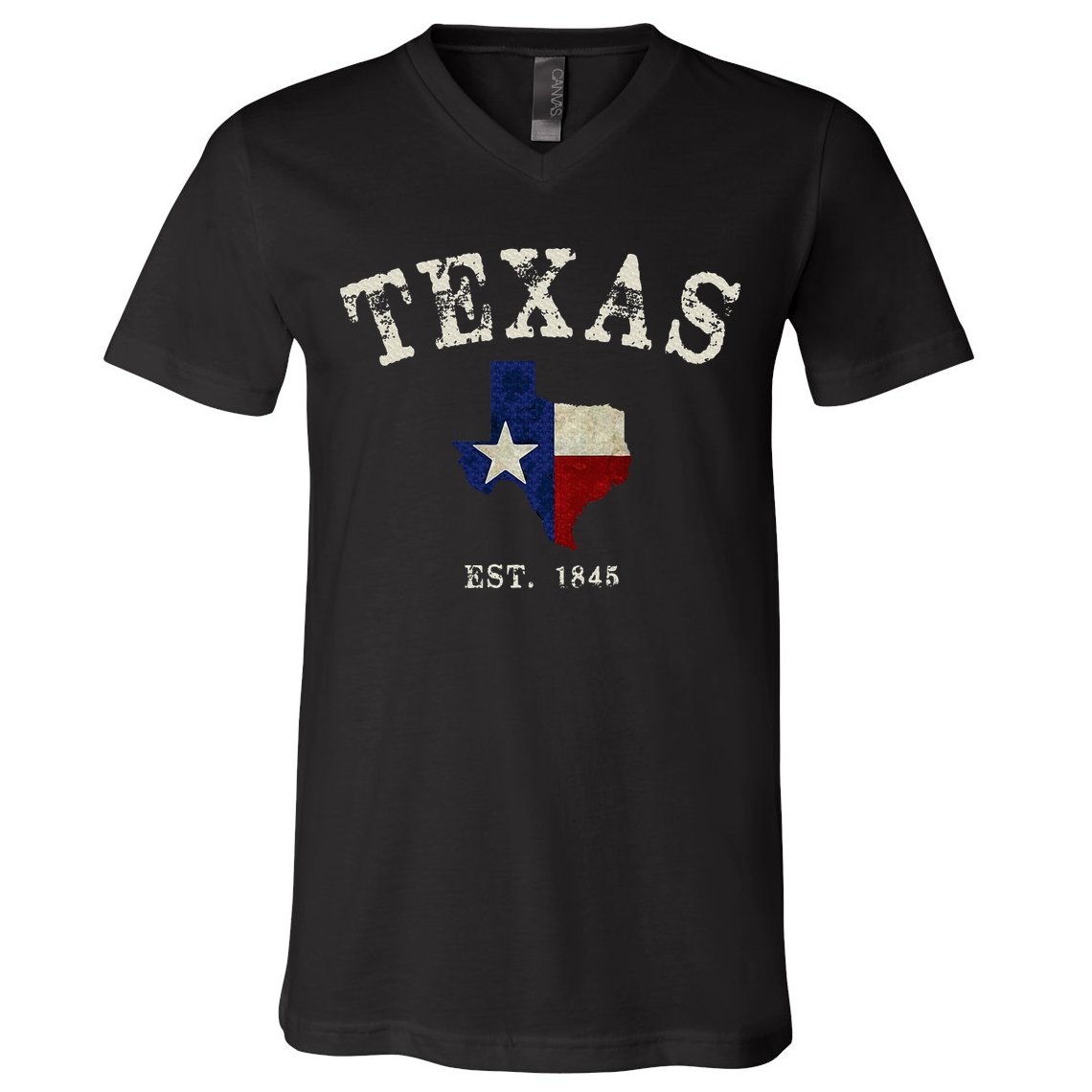 Distressed Texas State Flag Map V-Neck T-Shirt