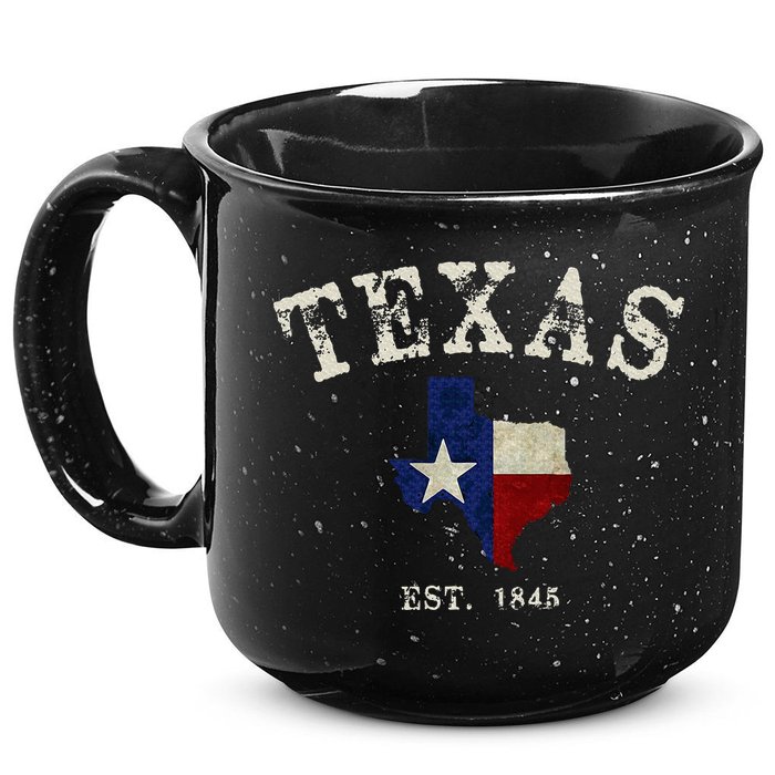 Distressed Texas State Flag Map 15oz Campfire Ceramic Mug