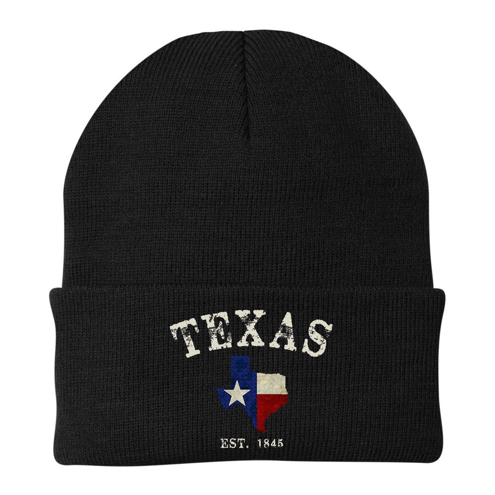 Distressed Texas State Flag Map Beanie