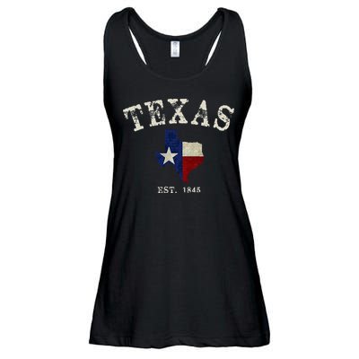Distressed Texas State Flag Map Ladies Essential Flowy Tank