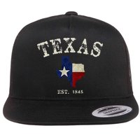 Distressed Texas State Flag Map Flat Bill Trucker Hat