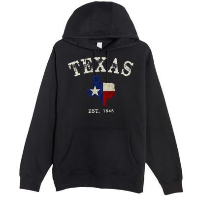 Distressed Texas State Flag Map Premium Pullover Hoodie