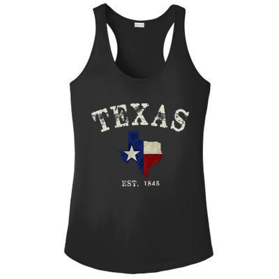 Distressed Texas State Flag Map Ladies PosiCharge Competitor Racerback Tank