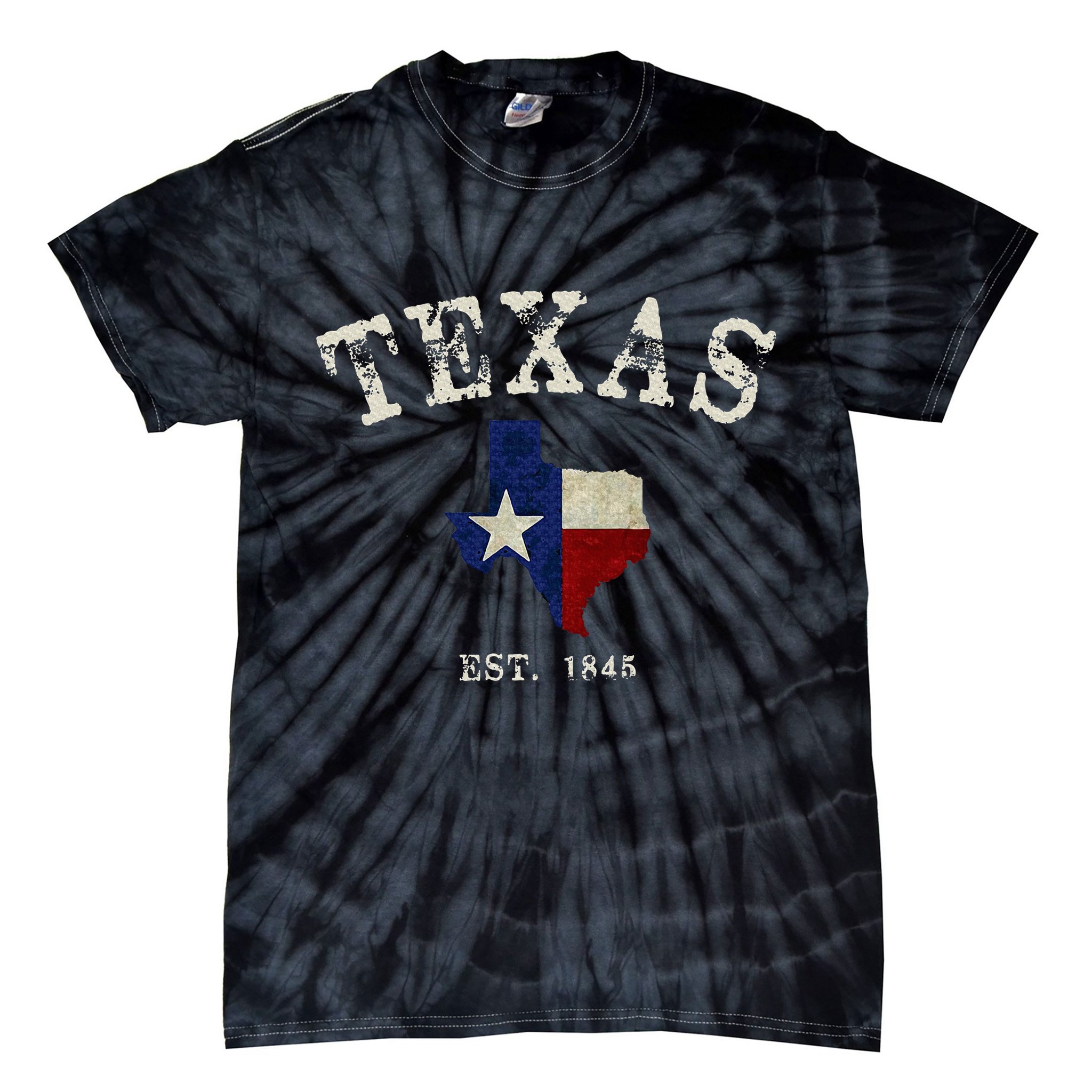 Distressed Texas State Flag Map Tie-Dye T-Shirt