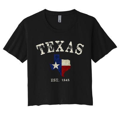 Distressed Texas State Flag Map Crop Top