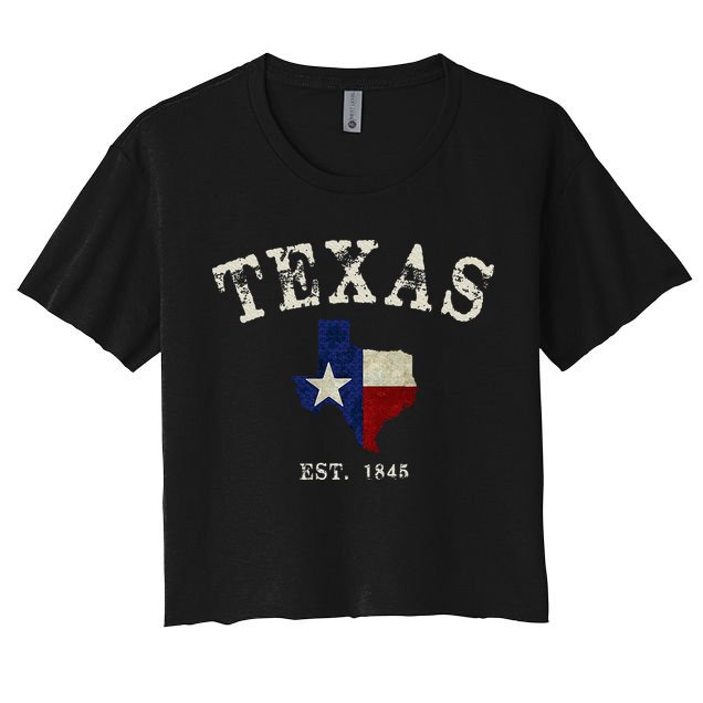 Distressed Texas State Flag Map Crop Top