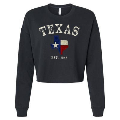 Distressed Texas State Flag Map Cropped Pullover Crew