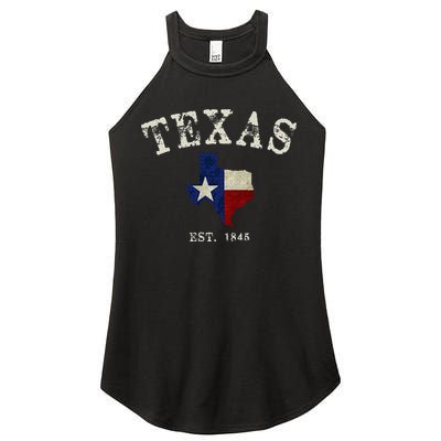Distressed Texas State Flag Map Women's Perfect Tri Rocker Tank