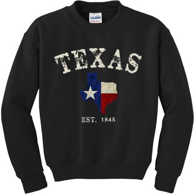 Distressed Texas State Flag Map Kids Sweatshirt