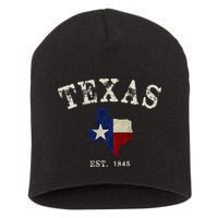Distressed Texas State Flag Map Short Acrylic Beanie