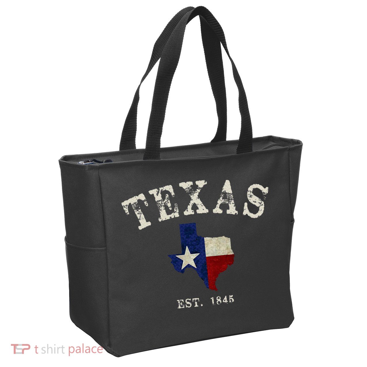 Distressed Texas State Flag Map Zip Tote Bag