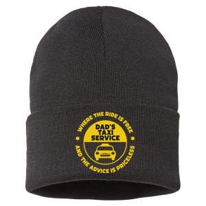 DadS Taxi Service Fathers Day Funny Dad Papa Chauffeur Cab Sustainable Knit Beanie