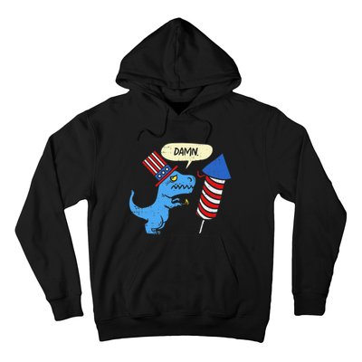 Damn TRex Short Hands Firecracker Funny Firework 4th Of July Hoodie