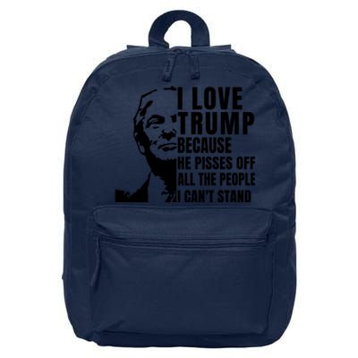 Donald Trump Shirt I Love Trump Because He Pisses Off The People I Can't Stand 16 in Basic Backpack