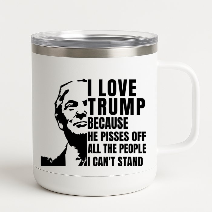 Donald Trump Shirt I Love Trump Because He Pisses Off The People I Can't Stand 12 oz Stainless Steel Tumbler Cup