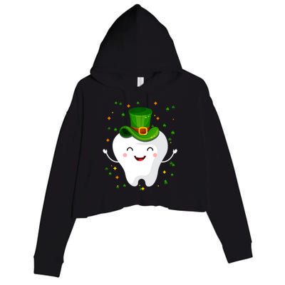 Dental Tooth St Patricks Day Funny Dentist Gift For Dentist Gift Crop Fleece Hoodie