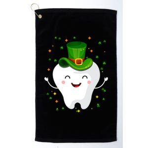 Dental Tooth St Patricks Day Funny Dentist Gift For Dentist Gift Platinum Collection Golf Towel