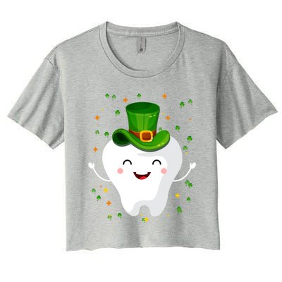 Dental Tooth St Patricks Day Funny Dentist Gift For Dentist Gift Women's Crop Top Tee