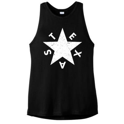 Distressed Texas Star Ladies PosiCharge Tri-Blend Wicking Tank