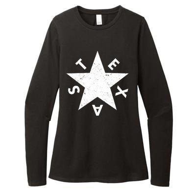 Distressed Texas Star Womens CVC Long Sleeve Shirt