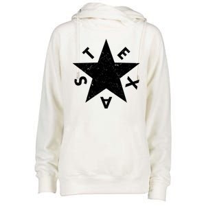 Distressed Texas Star Womens Funnel Neck Pullover Hood