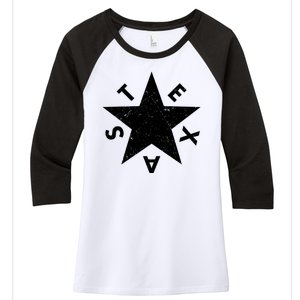 Distressed Texas Star Women's Tri-Blend 3/4-Sleeve Raglan Shirt