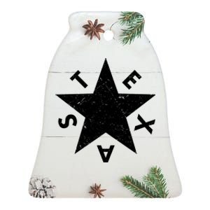 Distressed Texas Star Ceramic Bell Ornament