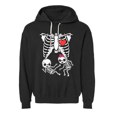 Double Trouble Spooky Pregnancy Reveal with Xray Twins Garment-Dyed Fleece Hoodie