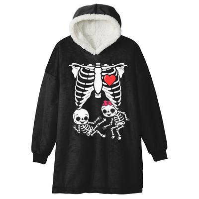 Double Trouble Spooky Pregnancy Reveal with Xray Twins Hooded Wearable Blanket