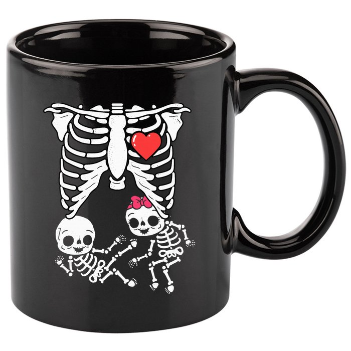 Double Trouble Spooky Pregnancy Reveal with Xray Twins 11oz C Handle Ceramic Mug