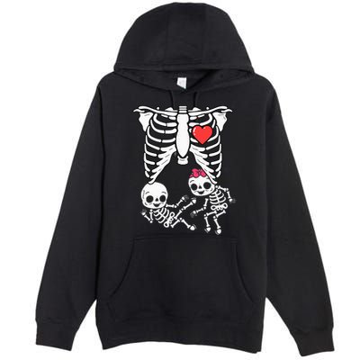Double Trouble Spooky Pregnancy Reveal with Xray Twins Premium Pullover Hoodie