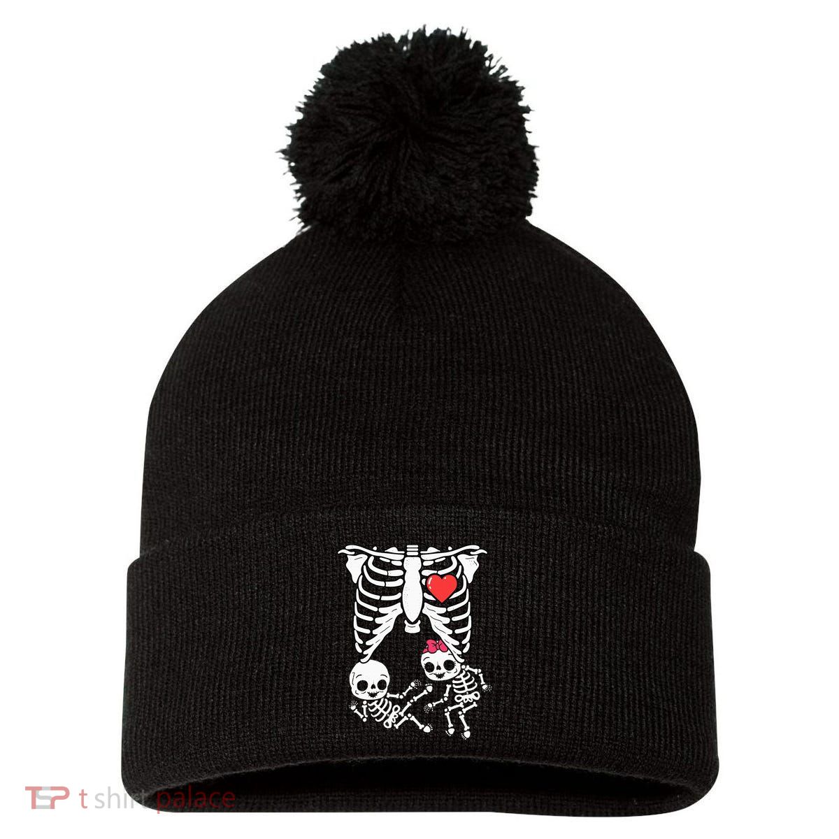 Double Trouble Spooky Pregnancy Reveal with Xray Twins Pom Pom 12in Knit Beanie
