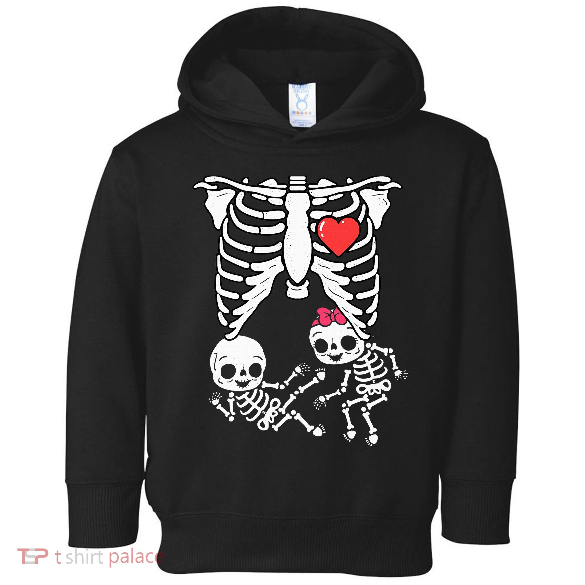 Double Trouble Spooky Pregnancy Reveal with Xray Twins Toddler Hoodie