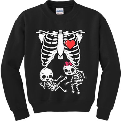 Double Trouble Spooky Pregnancy Reveal with Xray Twins Kids Sweatshirt