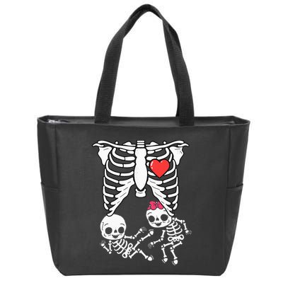 Double Trouble Spooky Pregnancy Reveal with Xray Twins Zip Tote Bag