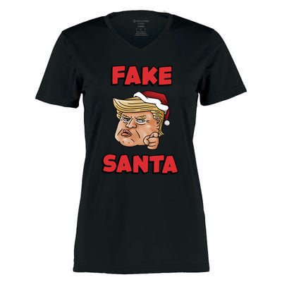 Donald Trump Santa Hat Fake Santa Christmas Women's Momentum V-Neck T-Shirt