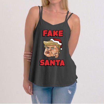 Donald Trump Santa Hat Fake Santa Christmas Women's Strappy Tank