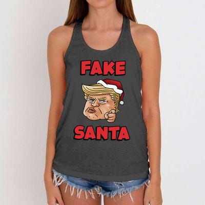 Donald Trump Santa Hat Fake Santa Christmas Women's Knotted Racerback Tank