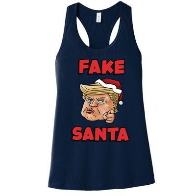 Donald Trump Santa Hat Fake Santa Christmas Women's Racerback Tank