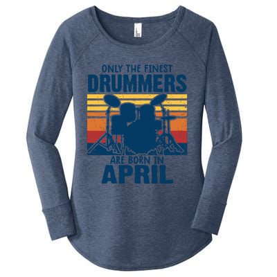 Drummer T Shirts Drummers Born In April Drummer Gifts Women's Perfect Tri Tunic Long Sleeve Shirt