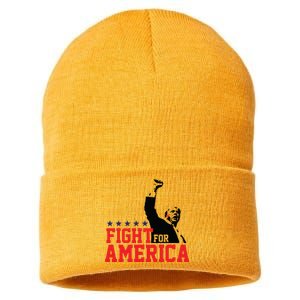 Donald Trump Shooting Fight For America Trump Assassination Attempt Sustainable Knit Beanie