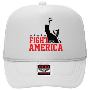 Donald Trump Shooting Fight For America Trump Assassination Attempt High Crown Mesh Back Trucker Hat