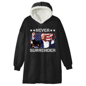 Donald Trump Shot Never Surrender 2024 Hooded Wearable Blanket