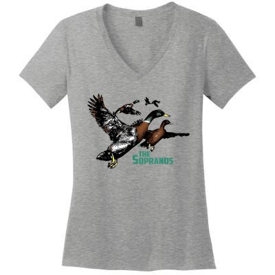 Ducks The Sopranos Do You Feel Depressed The Duck Left I Women's V-Neck T-Shirt