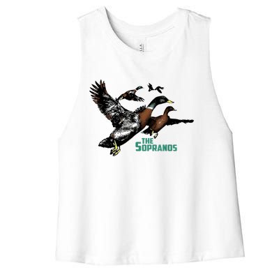 Ducks The Sopranos Do You Feel Depressed The Duck Left I Women's Racerback Cropped Tank