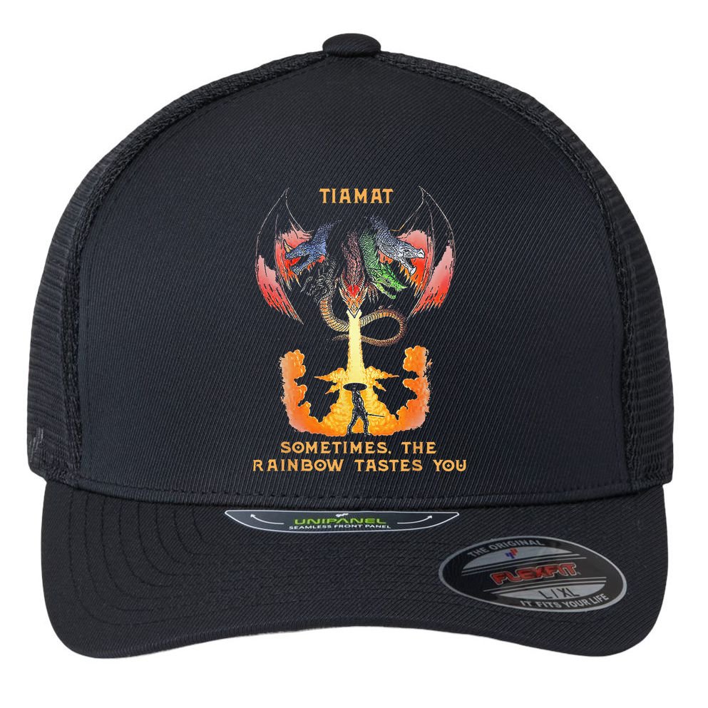 Dragon Tiamat Sometimes The Rainbow Tastes You Flexfit Unipanel Trucker Cap