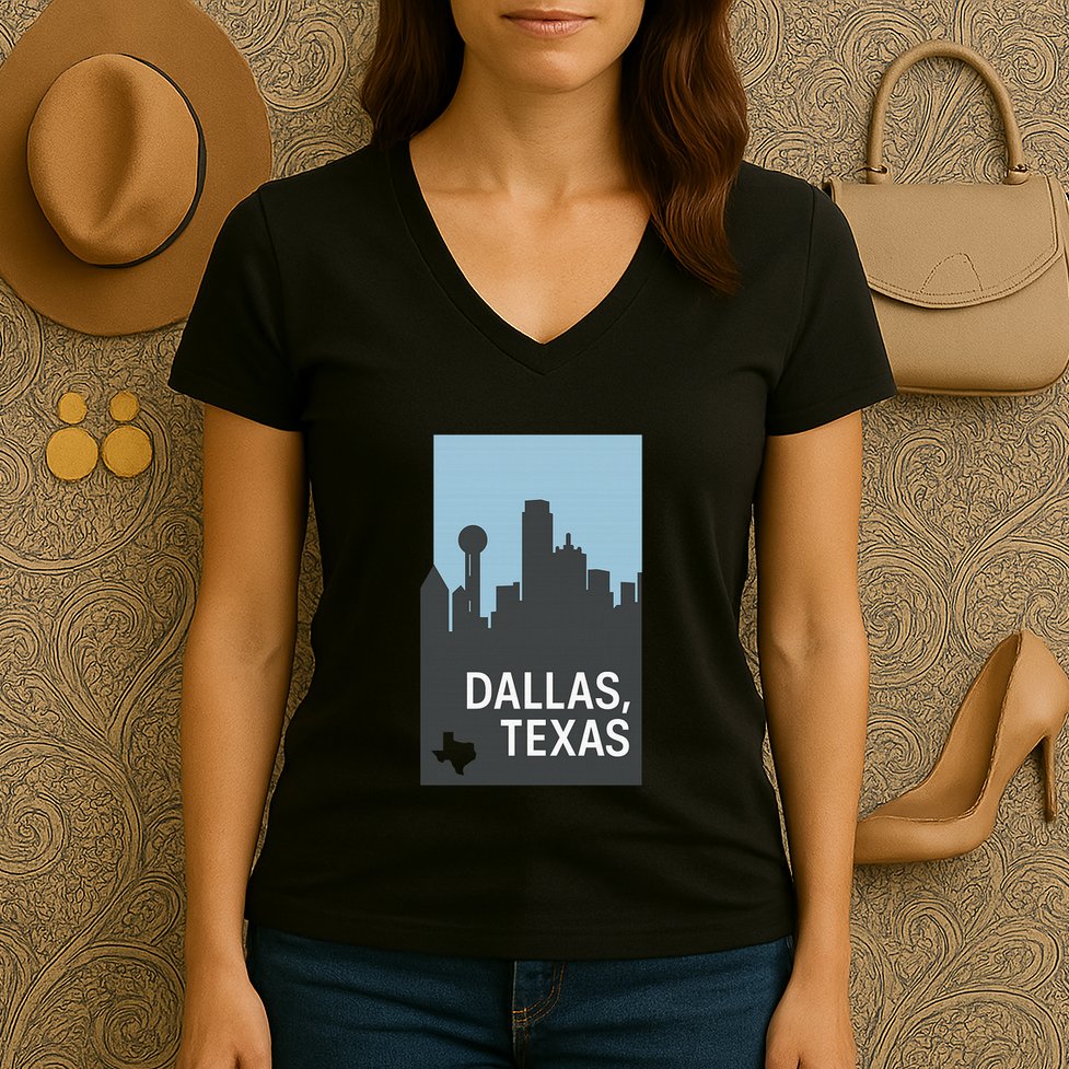 Dallas Texas Simple Women's V-Neck T-Shirt
