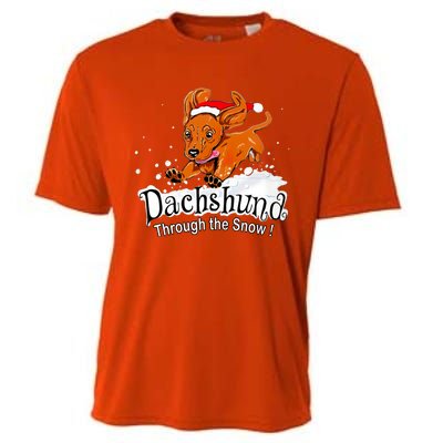 Dachshund Through Snow Funny Dachshund Christmas Funny Gift Cooling Performance Crew T-Shirt