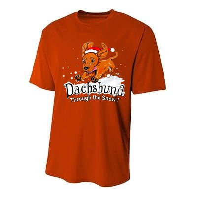 Dachshund Through Snow Funny Dachshund Christmas Funny Gift Performance Sprint T-Shirt