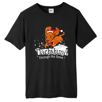 Dachshund Through Snow Funny Dachshund Christmas Funny Gift Tall Fusion ChromaSoft Performance T-Shirt